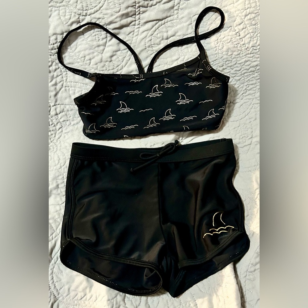 Black Swim Set with Shark Fin Design